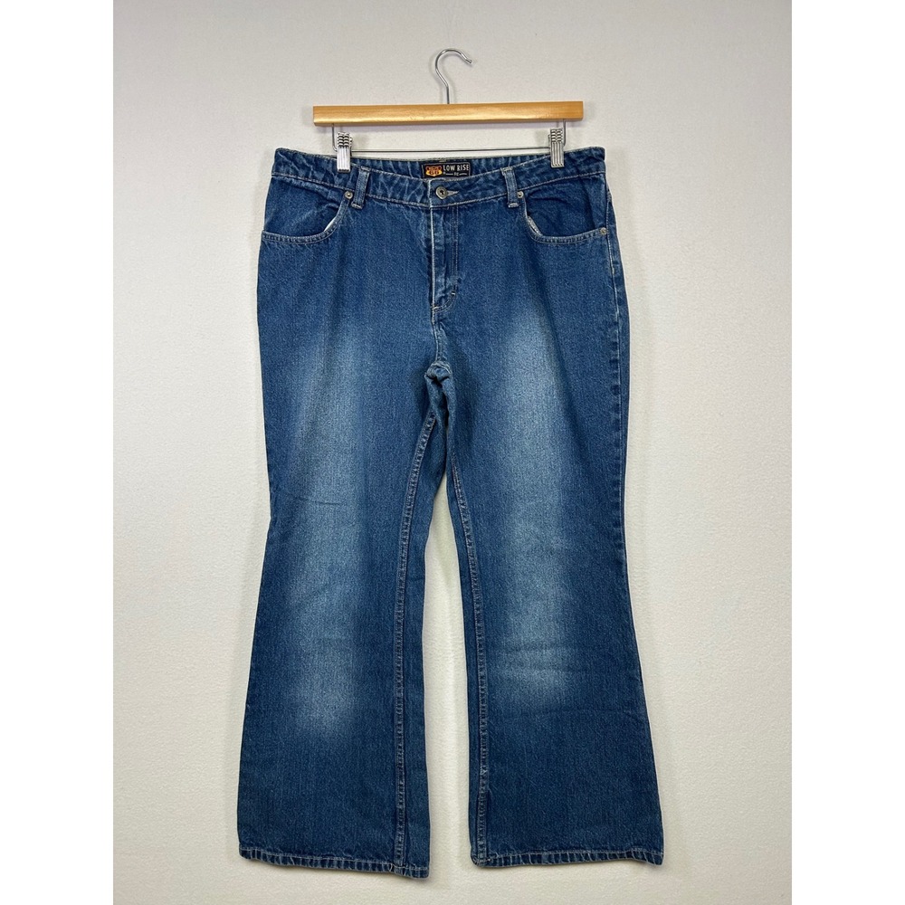 Y2K Grunge Route 66 Womens 14S‎ Blue Low Rise Flare Leg Denim Jeans 8597